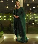Emerald Green Swarovski Hand Embroidered Velvet Kurta Set