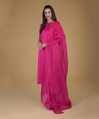 Hot Pink Suit With Crystal Embroidered Dupatta 2