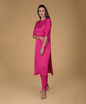 Hot Pink Suit With Crystal Embroidered Dupatta 5