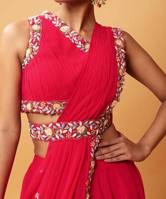 Draped Lehenga With Georgette Fabric And Pure Handwork 4