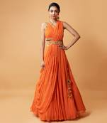 Draped Lehenga With Georgette Fabric And Pure Handwork