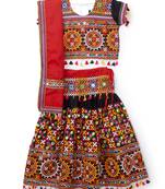 Banjara India Kutchi Embroidered Girls Chaniya Choli with Dupatta (CC1-BWR) - Black