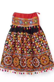 Banjara India Kutchi Embroidered Girls Chaniya Choli with Dupatta (CC1-BWR) - Black