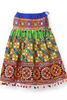 Banjara India Kutchi EmbroideGreen Girls Chaniya Choli with Dupatta (CC1-BWR) - Green