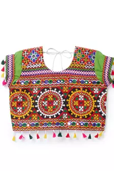 Banjara India Kutchi EmbroideGreen Girls Chaniya Choli with Dupatta (CC1-BWR) - Green