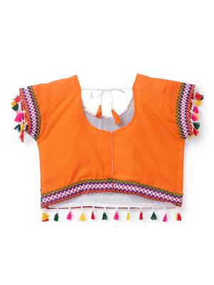 Banjara India Kutchi EmbroideOrangeGirls Chaniya Choli with Dupatta (CC1-BWR) - Orange 4