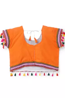 Banjara India Kutchi EmbroideOrangeGirls Chaniya Choli with Dupatta (CC1-BWR) - Orange