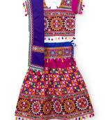 Banjara India Kutchi EmbroidePinkGirls Chaniya Choli with Dupatta (CC1-BWR) - Pink