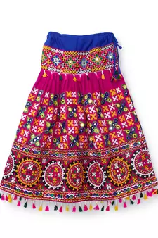 Banjara India Kutchi EmbroidePinkGirls Chaniya Choli with Dupatta (CC1-BWR) - Pink