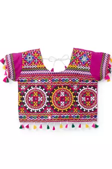 Banjara India Kutchi EmbroidePinkGirls Chaniya Choli with Dupatta (CC1-BWR) - Pink