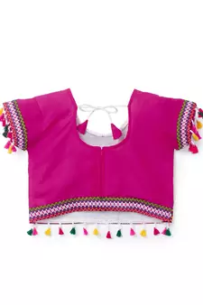 Banjara India Kutchi EmbroidePinkGirls Chaniya Choli with Dupatta (CC1-BWR) - Pink