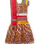 Banjara India Kutchi EmbroideYellowGirls Chaniya Choli with Dupatta (CC1-BWR) - Yellow