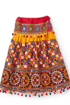 Banjara India Kutchi EmbroideYellowGirls Chaniya Choli with Dupatta (CC1-BWR) - Yellow