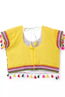 Banjara India Kutchi EmbroideYellowGirls Chaniya Choli with Dupatta (CC1-BWR) - Yellow
