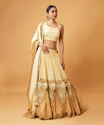 Golden Ombre Lehenga With Intricate Embroidery 1