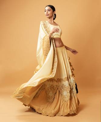 Golden Ombre Lehenga With Intricate Embroidery 3