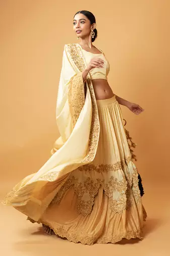 Golden Ombre Lehenga With Intricate Embroidery
