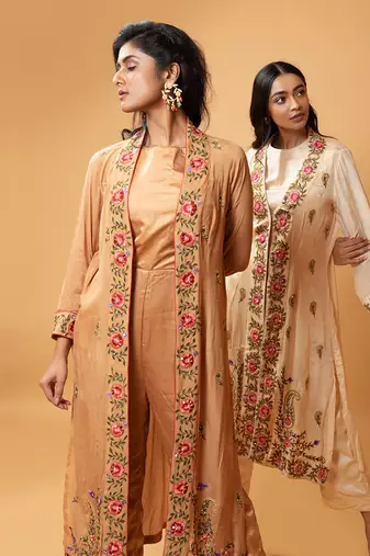 Light Bronze Coloured Jumpsuit And Jacket Set