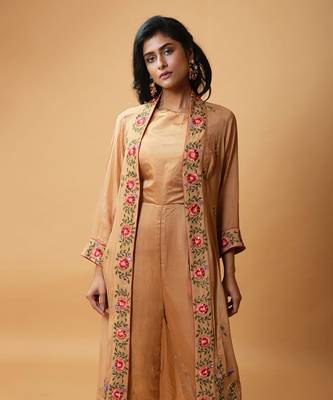 Light Bronze Coloured Jumpsuit And Jacket Set 4