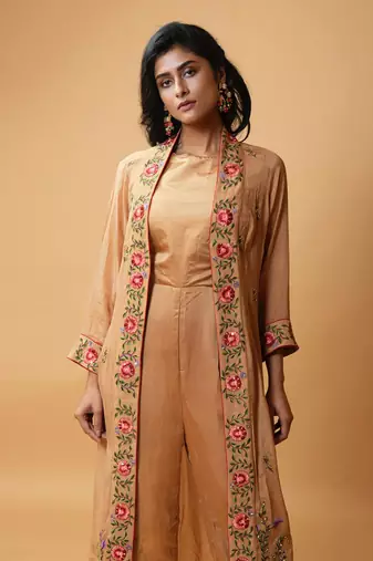 Light Bronze Coloured Jumpsuit And Jacket Set