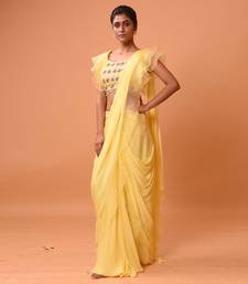 Yellow Ruffle Saree With Lace.