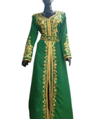 GRREN CREP WEDDING MOROCCAN DUBAI KAFTANS FORMAL WOMEN DRESS VERY FANCY LONG WHITE GOWN DRESSES