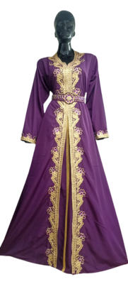 Purple Georgette Hand Woven Kaftan 1