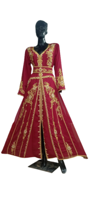 MAROON GEORGETTE KAFTAN WITH ZARI WORK 1