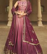 PINK TO MAGENTA SEQUINS EMBROIDERED SILK  FESTIVE & PARTY WEAR SEMI STITCHED LEHENGA