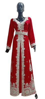 RED GEORGETTE KAFTAN WITH ZARI WORK 1