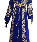 ROYAL BLUE ZARI WORK STONES & BEADS EMBELLISH GEORGETTE ISLAMIC STYLE ARABIAN MAXI PARTYWEAR KAFTAN