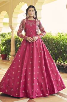 Mulberry Wood Anarkali style Anarkali Semi-Stitched Salwar Kameez