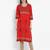 Wonen Red Cotton Block Print Straight Kurta