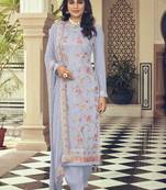 Lavender embroidered faux georgette salwar