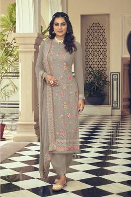 Chiku embroidered faux georgette salwar 1