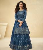 Blue embroidered faux georgette salwar