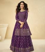 Purple embroidered faux georgette salwar
