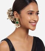 Gold Finish Green Kundan Polki Dangler Earrings