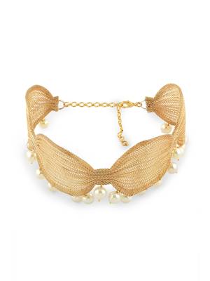 Gold & White Choker Pearl Necklace 3