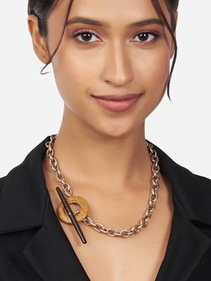 Gold & Brown Pendant Style Chain Necklace 1