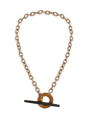 Gold & Brown Pendant Style Chain Necklace 3