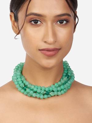 Green Beaded Choker Necklace 1