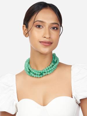 Green Beaded Choker Necklace 2