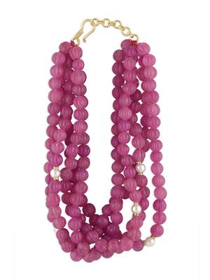 Pink Beaded Choker Necklace 3