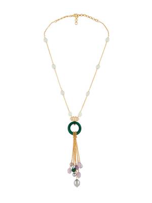 Gold Kundan Polki & Pearl Pendant Necklace With Multi-Colour Agates 3