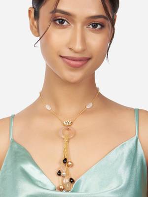 Gold Pendant Necklace With Multi-Colour Agates 1