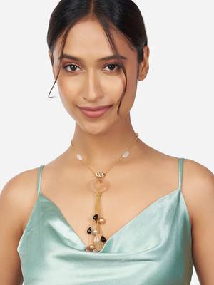 Gold Pendant Necklace With Multi-Colour Agates 2
