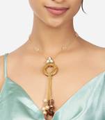 Gold & Brown Pendant Necklace With Agates & Pearls