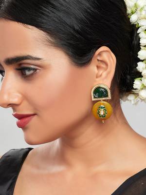 Green & Yellow Austrian Zircon Diamond Drop Earrings 2