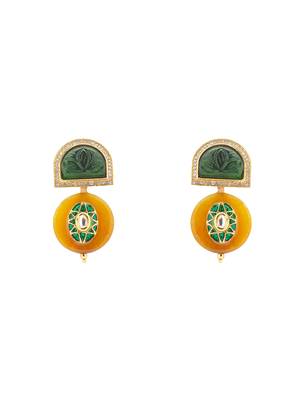Green & Yellow Austrian Zircon Diamond Drop Earrings 3